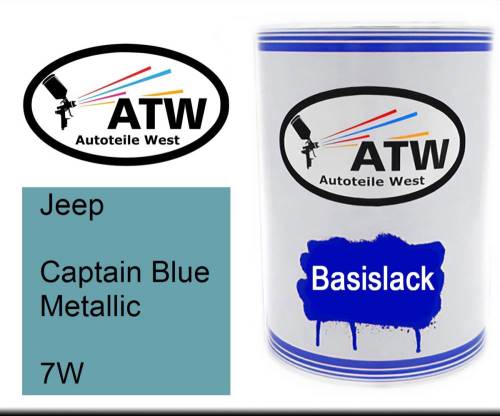 Jeep, Captain Blue Metallic, 7W: 500ml Lackdose, von ATW Autoteile West.